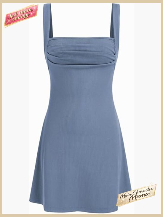 Dresses & Skirts - Square Neck Cut Out Back Mini Dress Ruched Floral Summer Cocktail Sleeveless